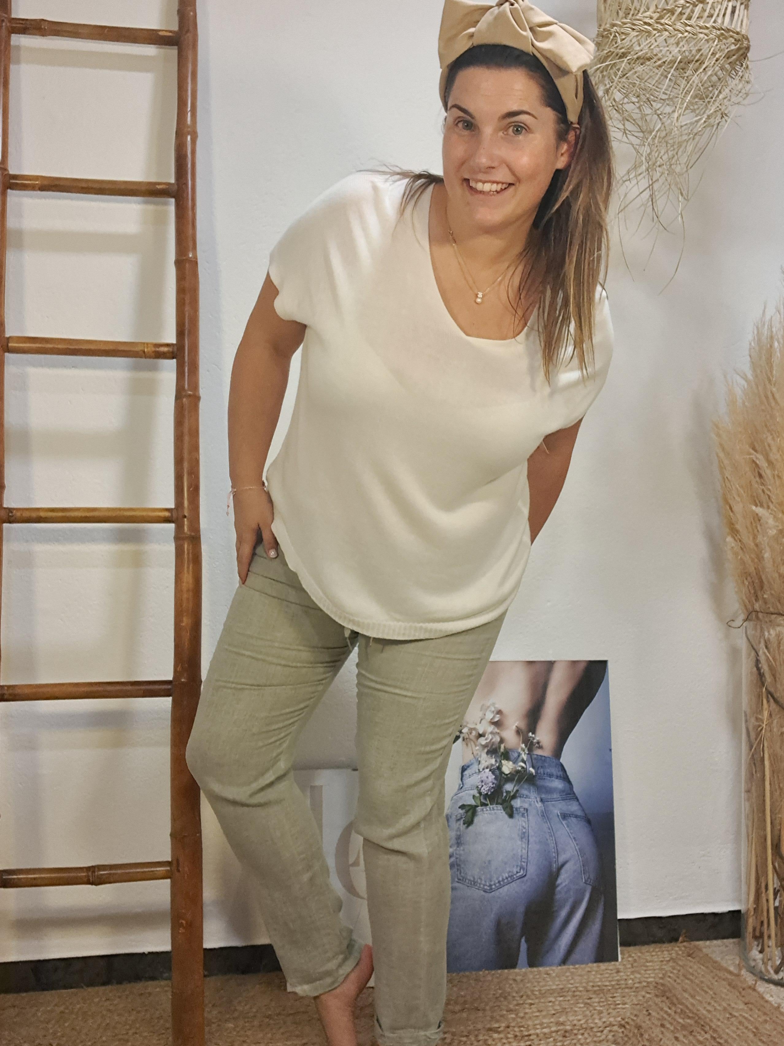 Pantaló de lli caqui