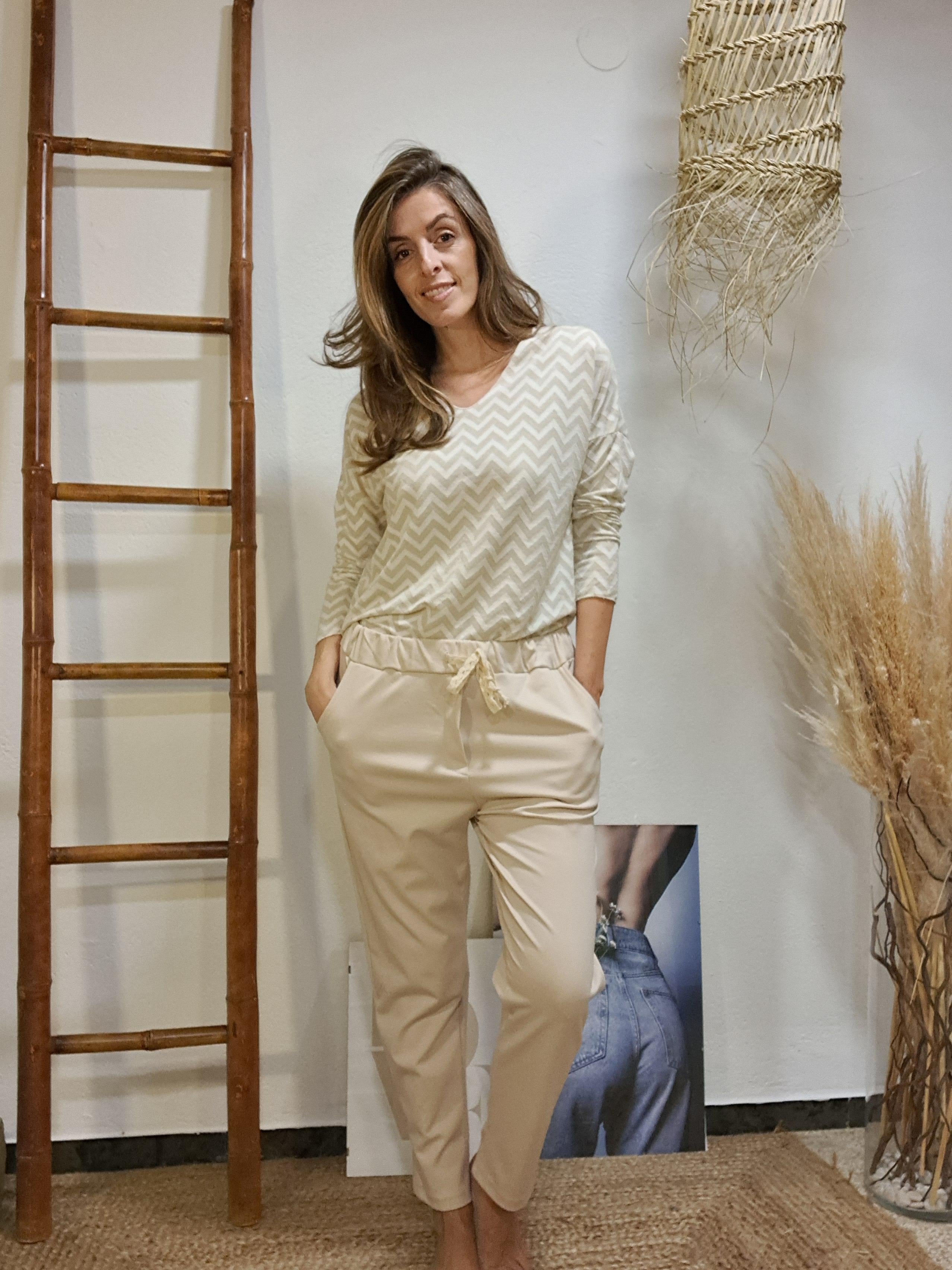 Pantaló comfy crema