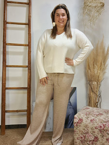 Pantaló lurex crema