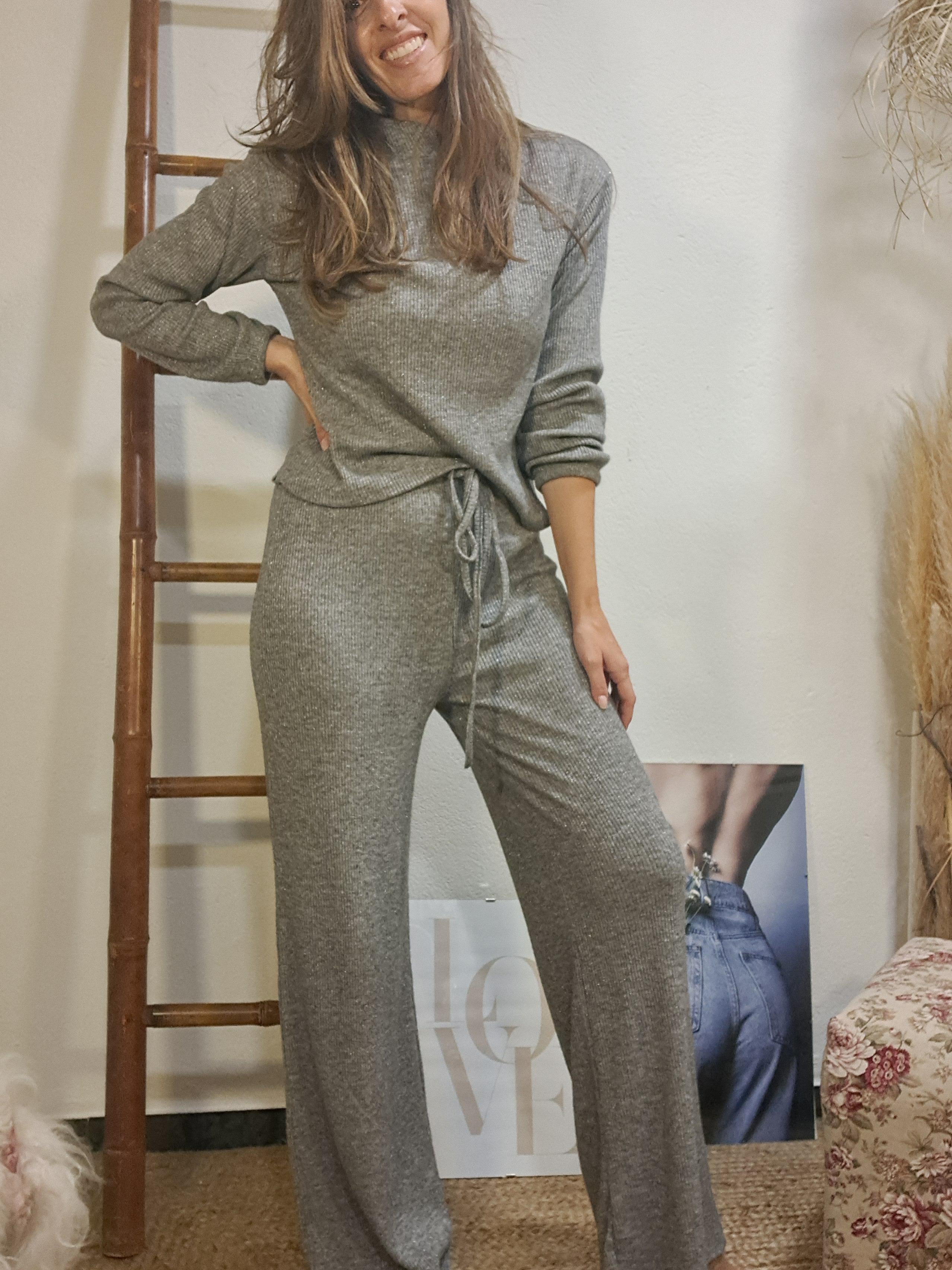 Pantaló lurex gris