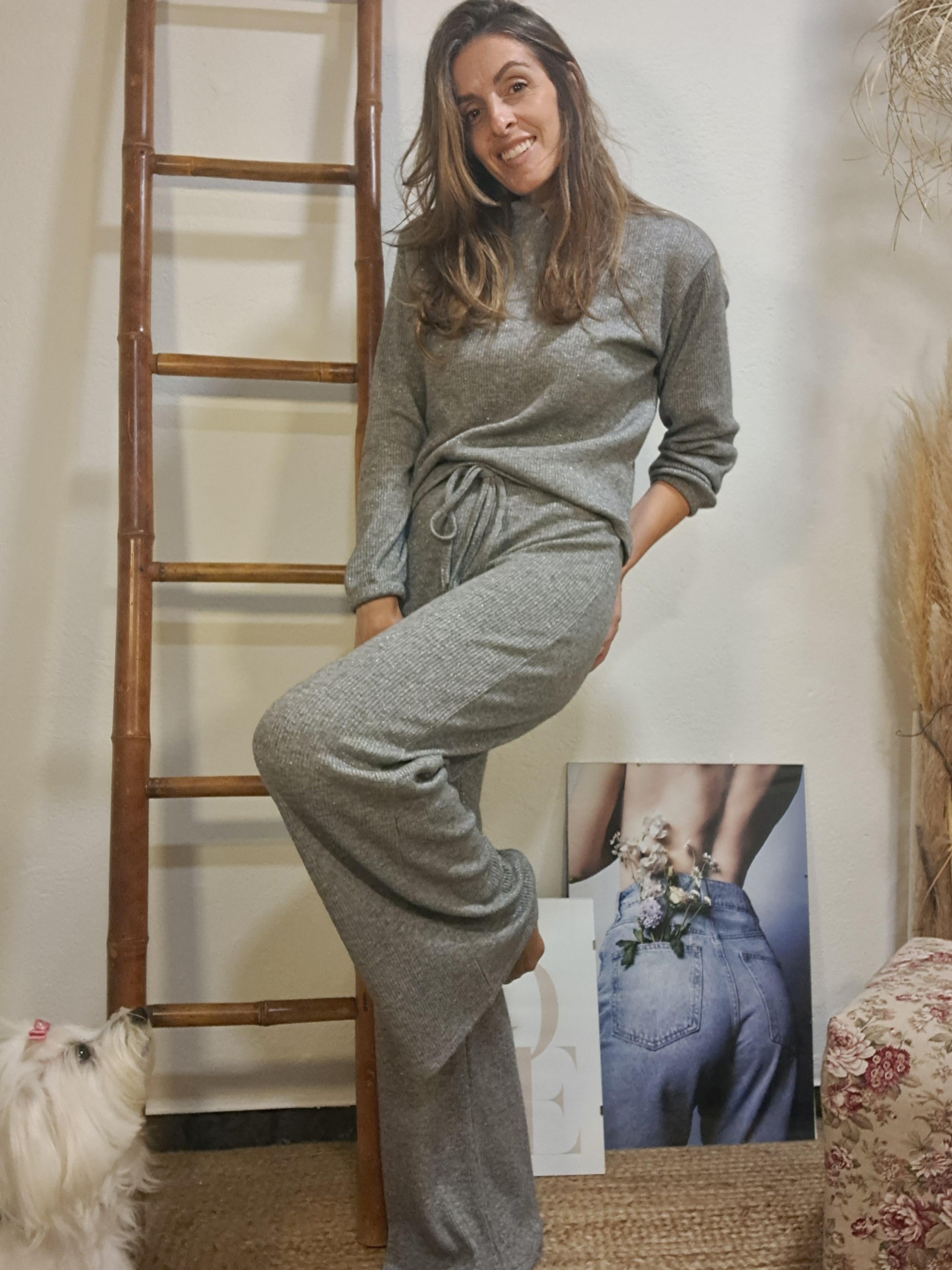 Pantaló lurex gris