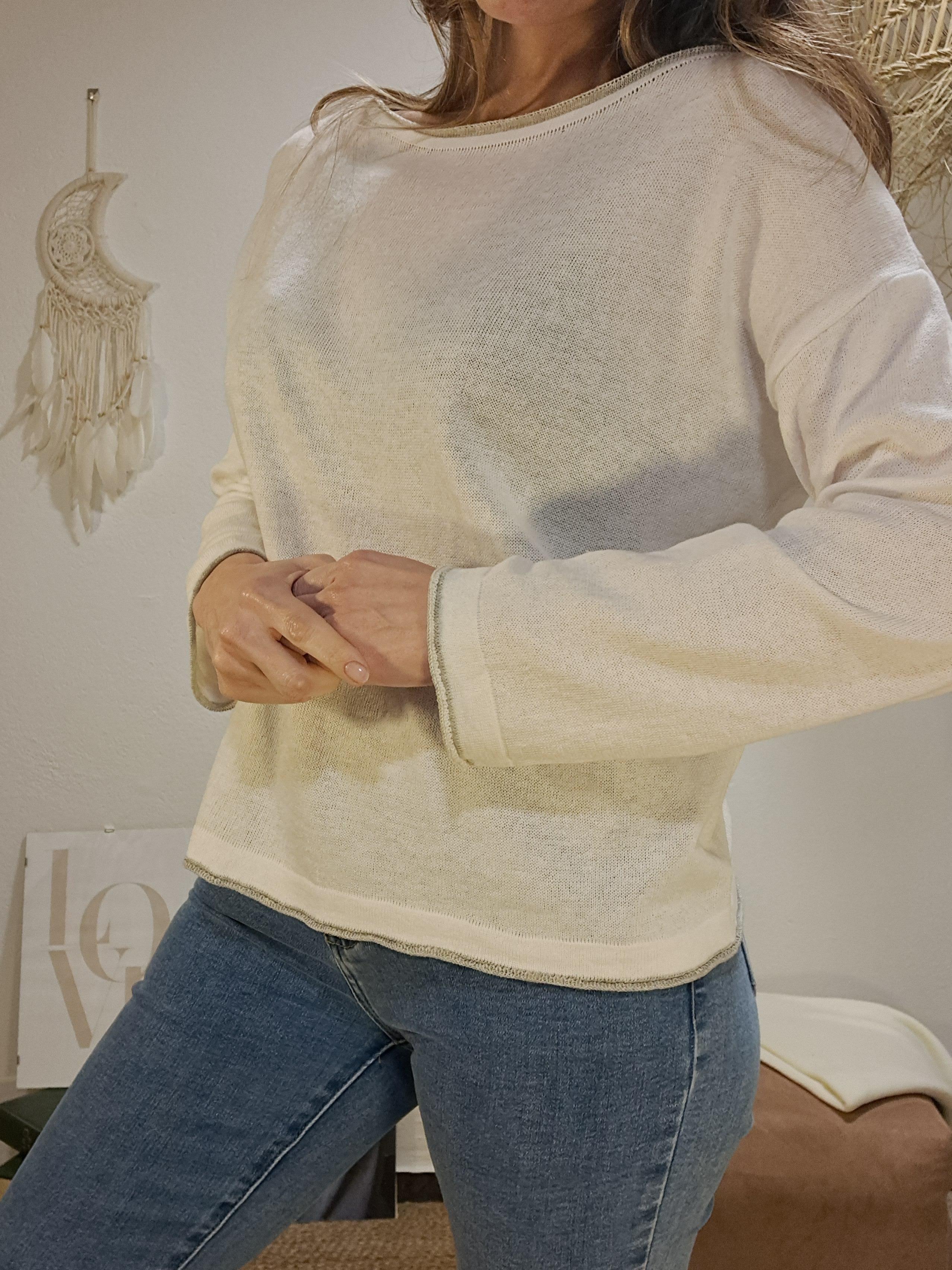 Jersei blanc rivet gris