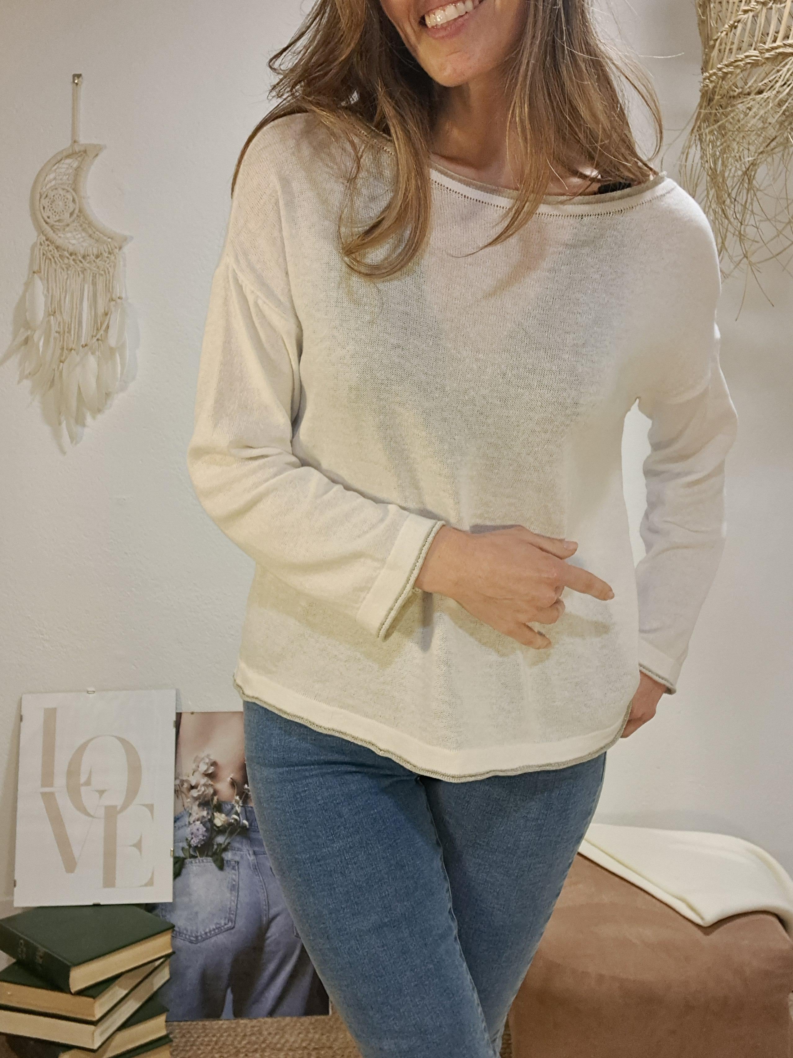 Jersei blanc rivet gris