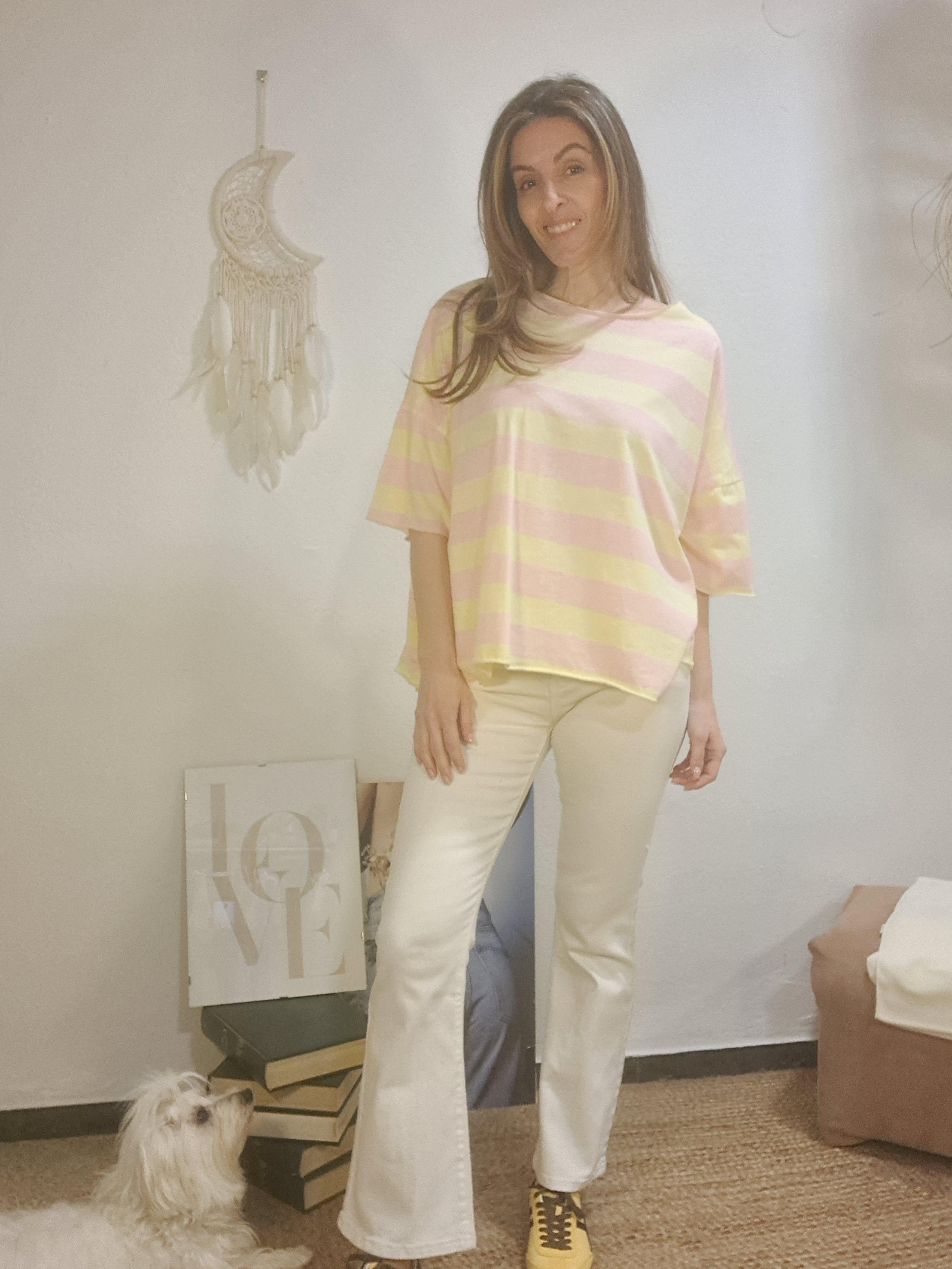 Samarreta vainilla i rosa