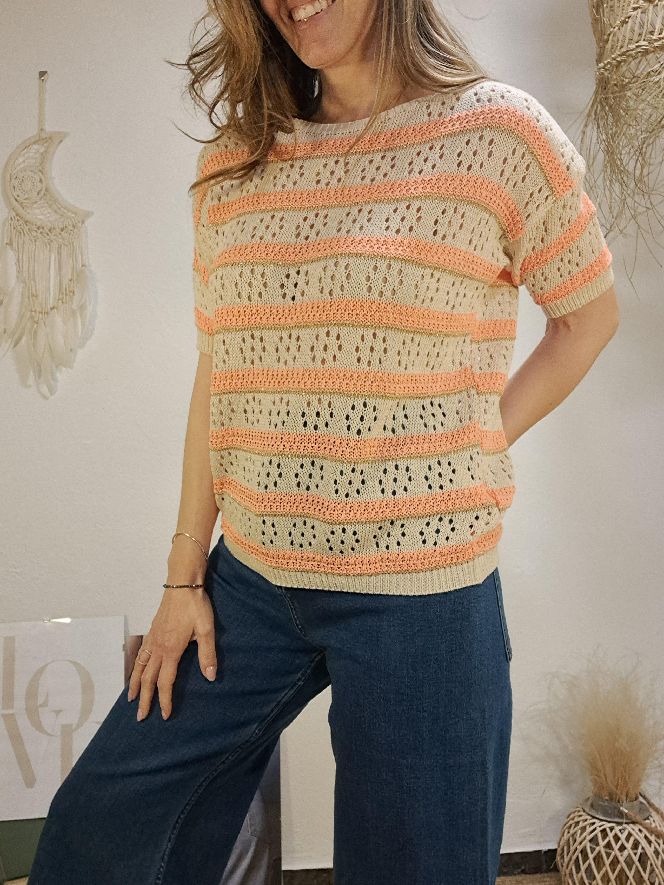 Samarreta crochet mandarina