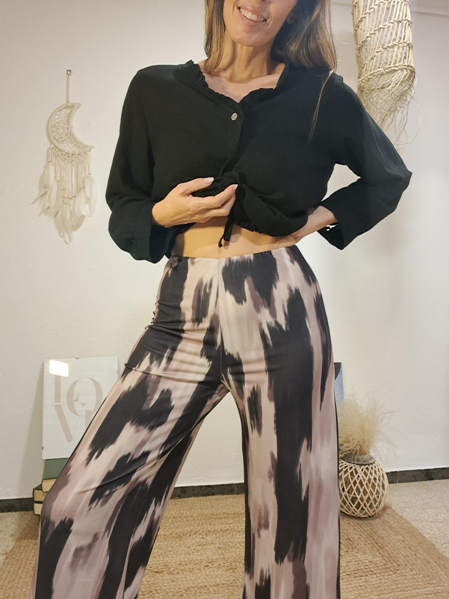 Pantaló estampat negre