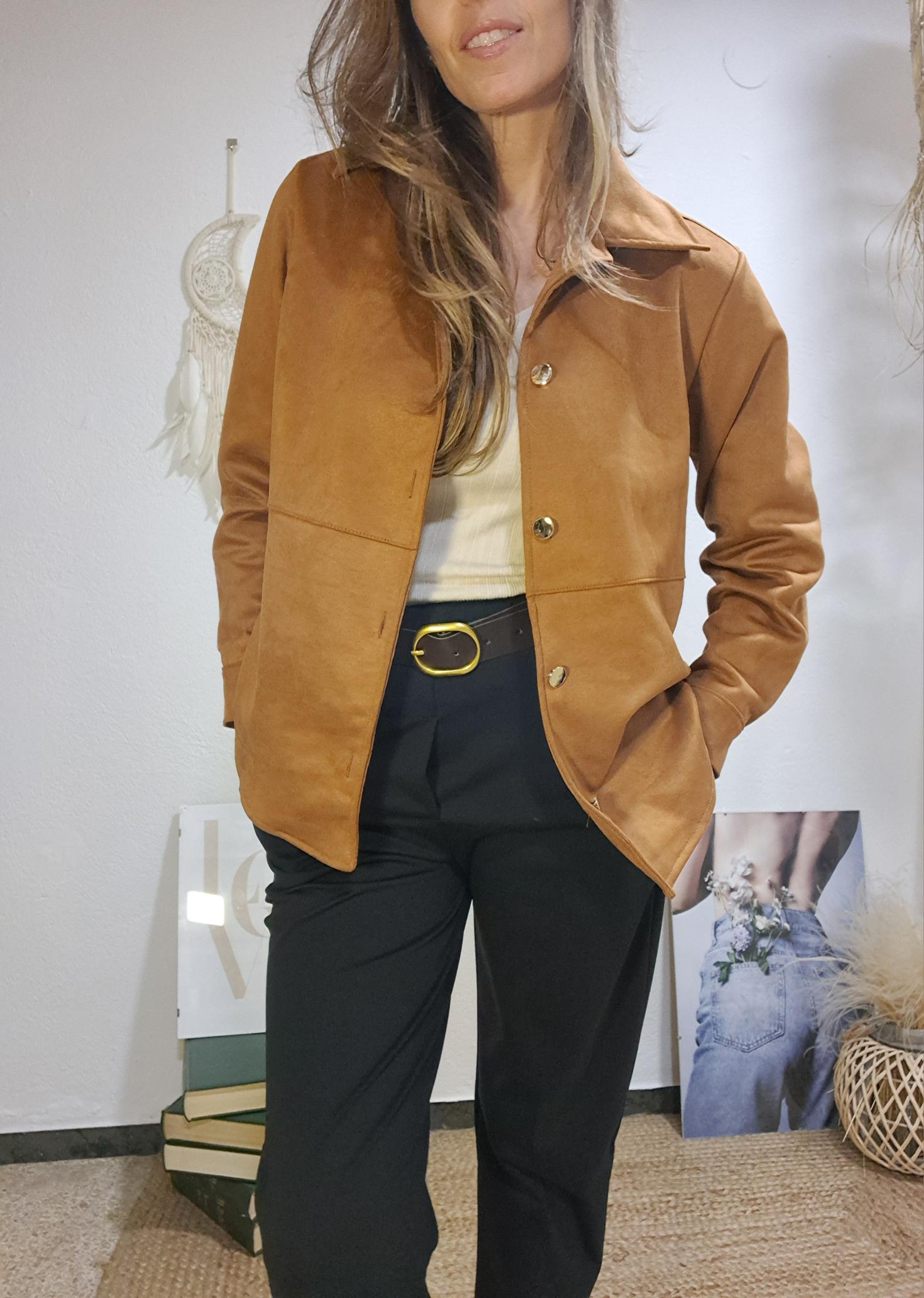 Jaqueta antelina camel