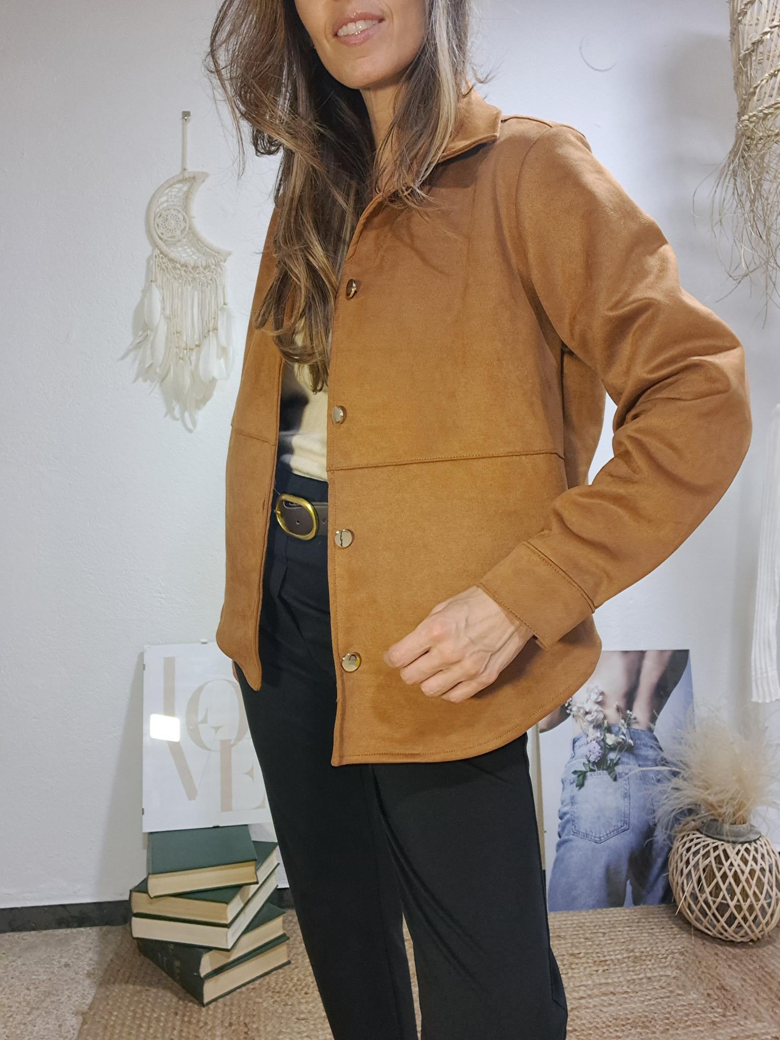 Jaqueta antelina camel