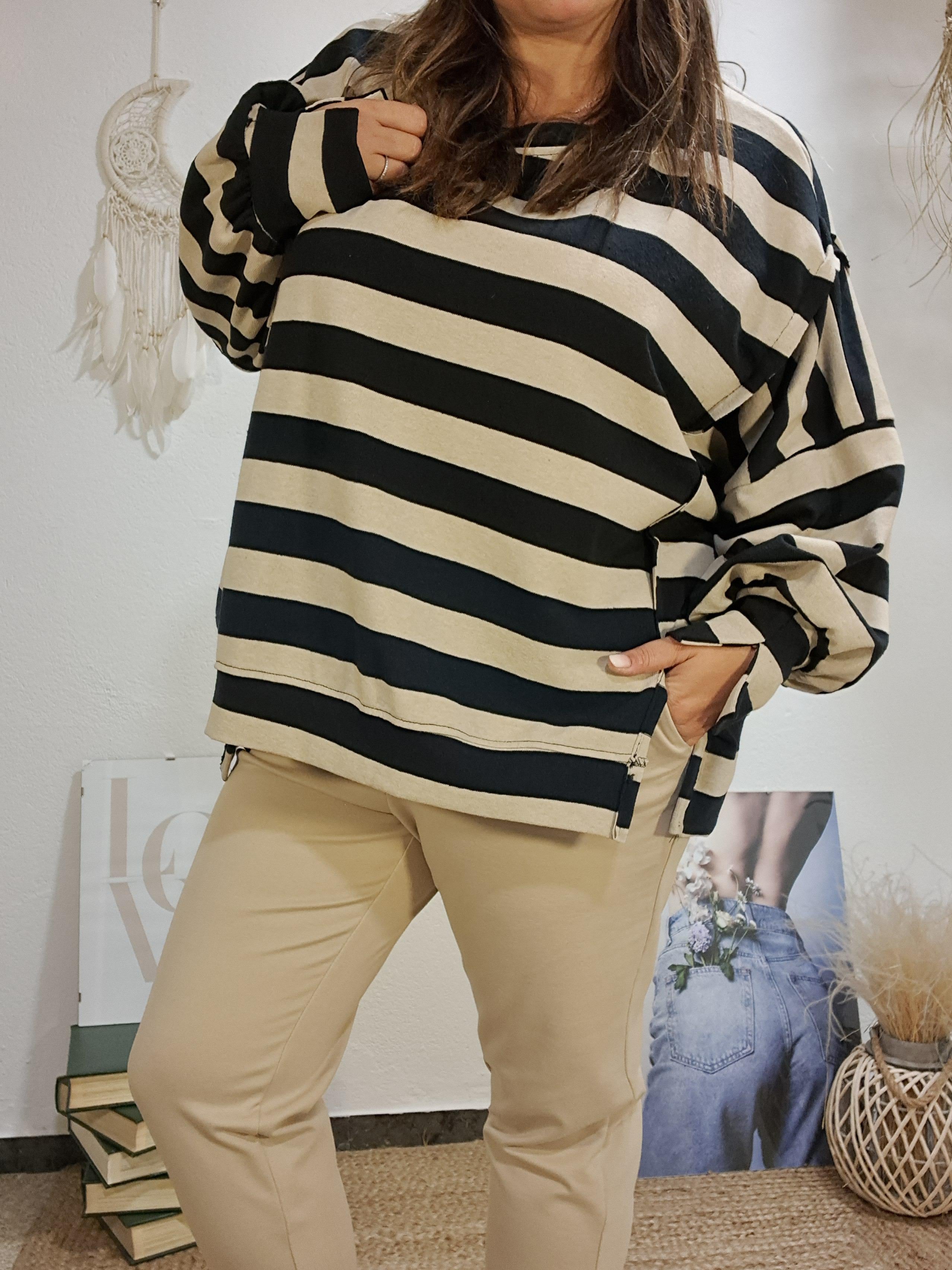 Jersei de ratlles oversize negre