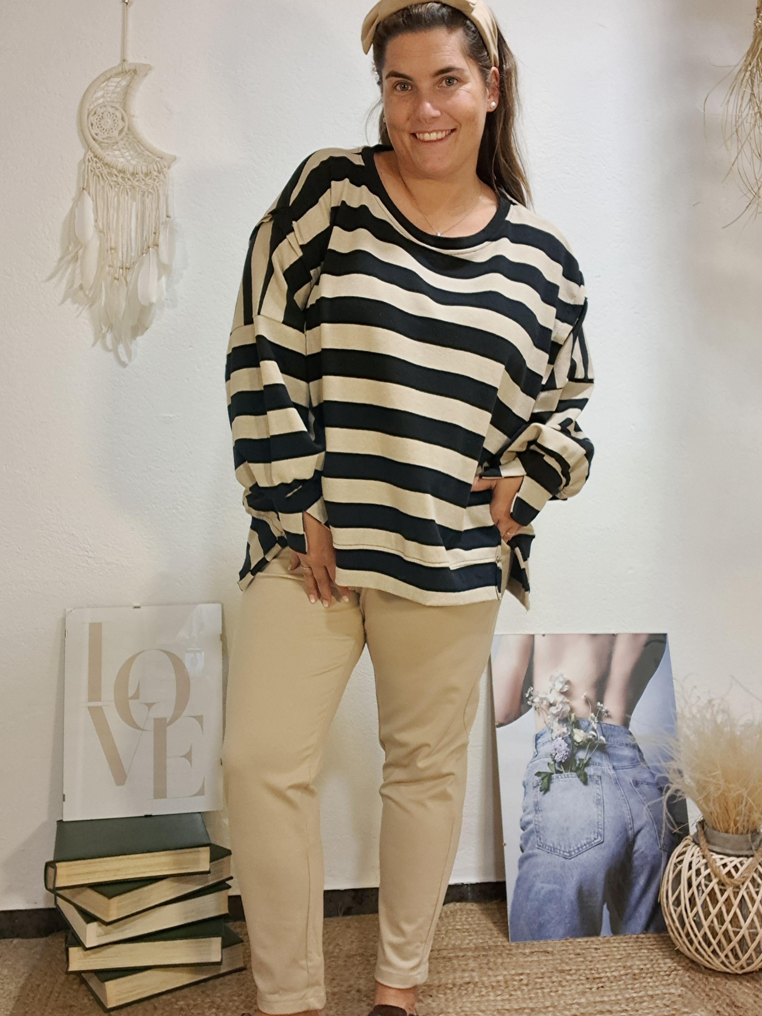 Jersei de ratlles oversize negre