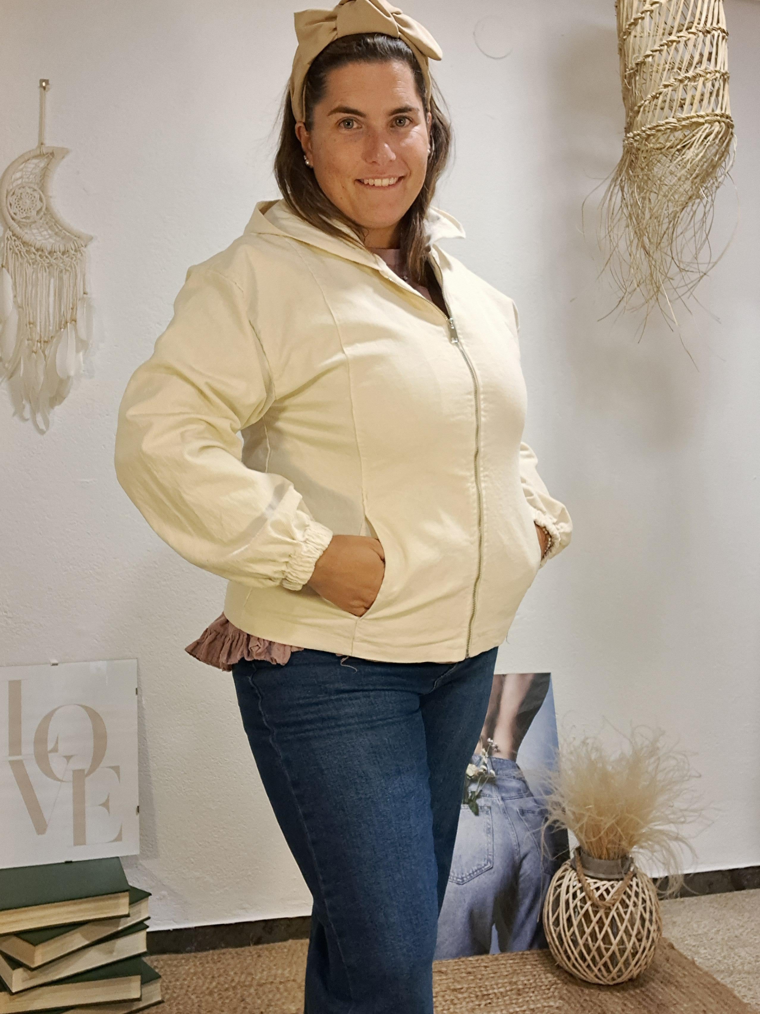 Jaqueta micropana crema