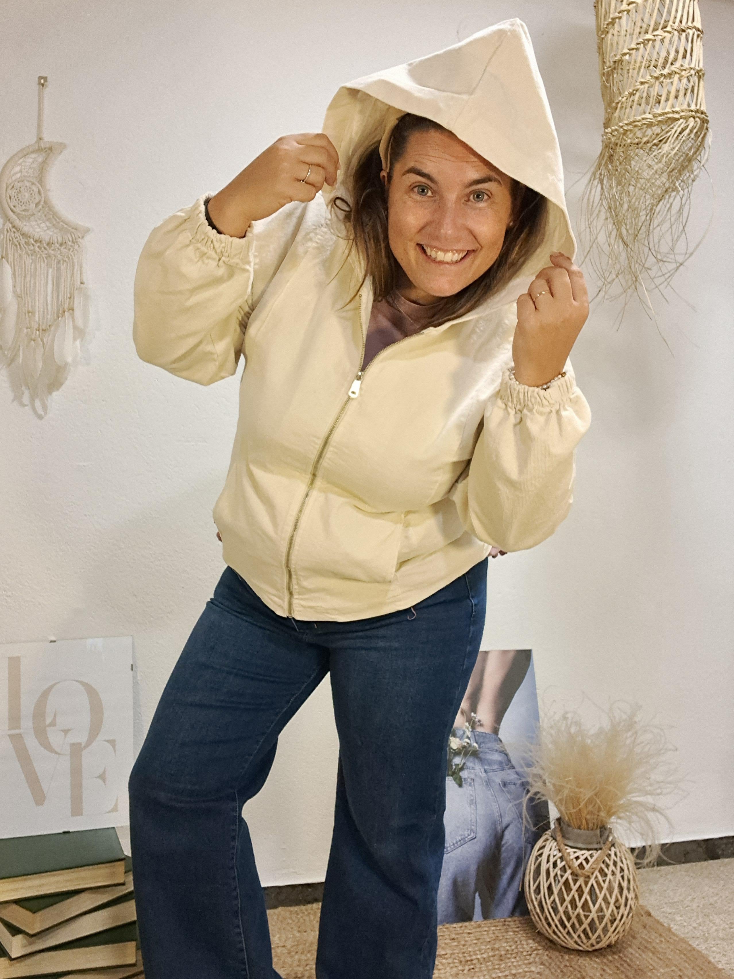 Jaqueta micropana crema