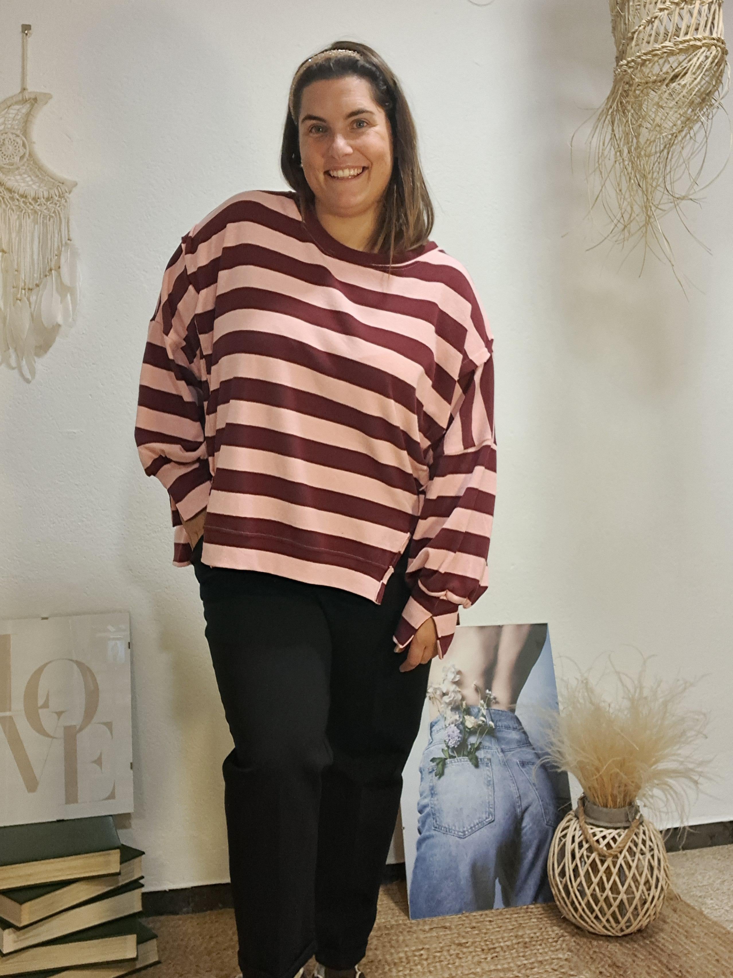 Jersei de ratlles oversize bordeus