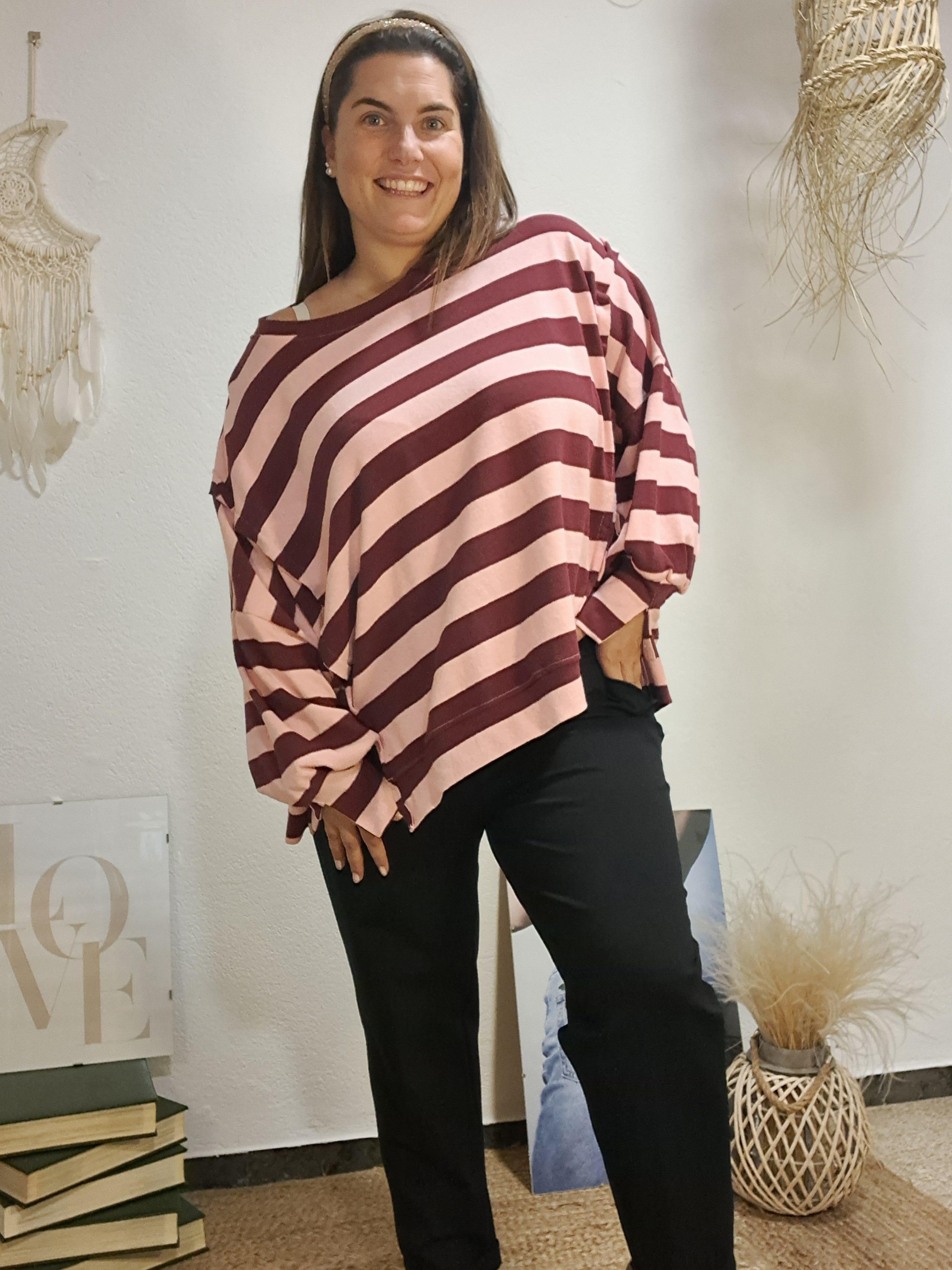 Jersei de ratlles oversize bordeus