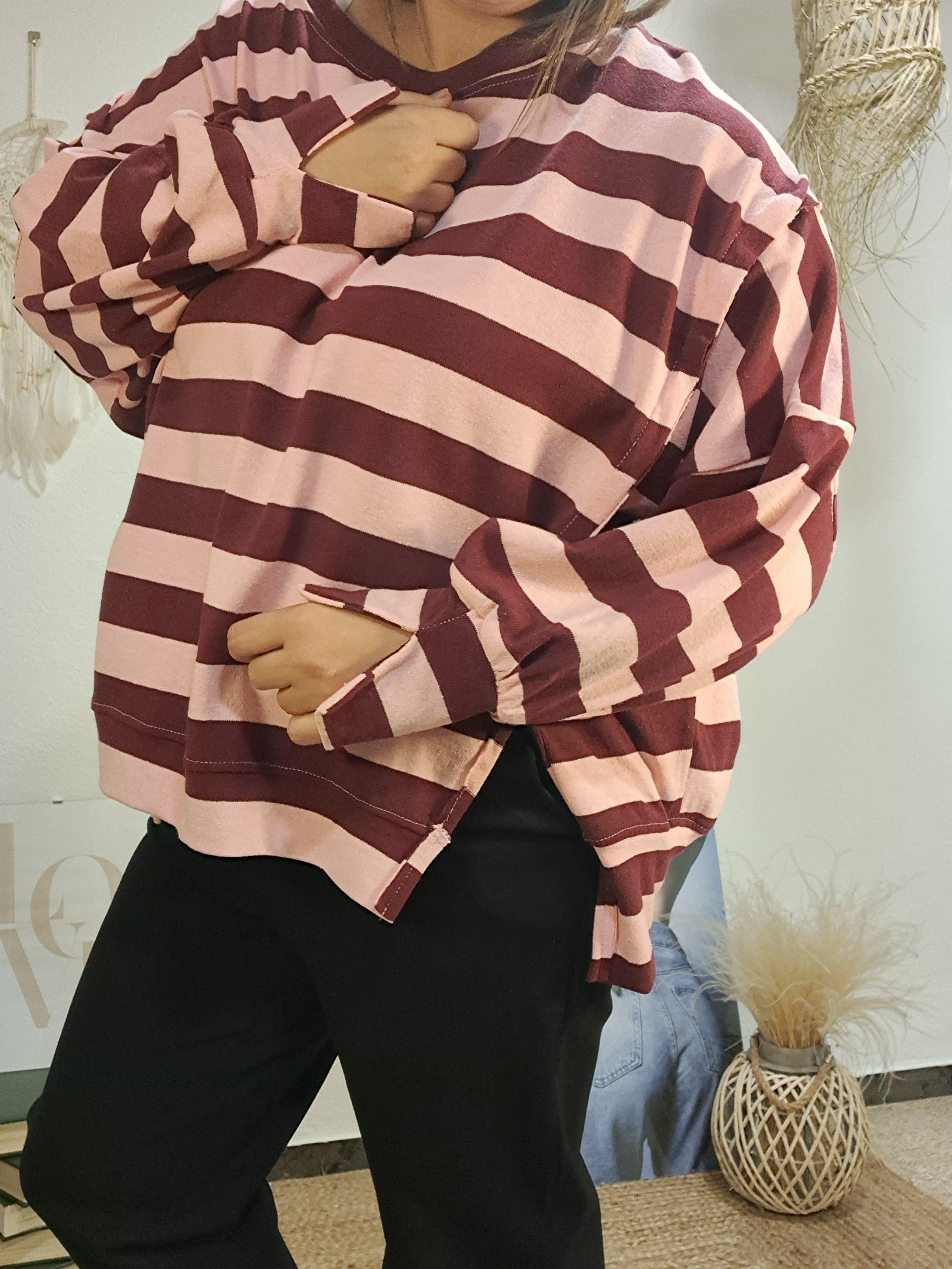 Jersei de ratlles oversize bordeus