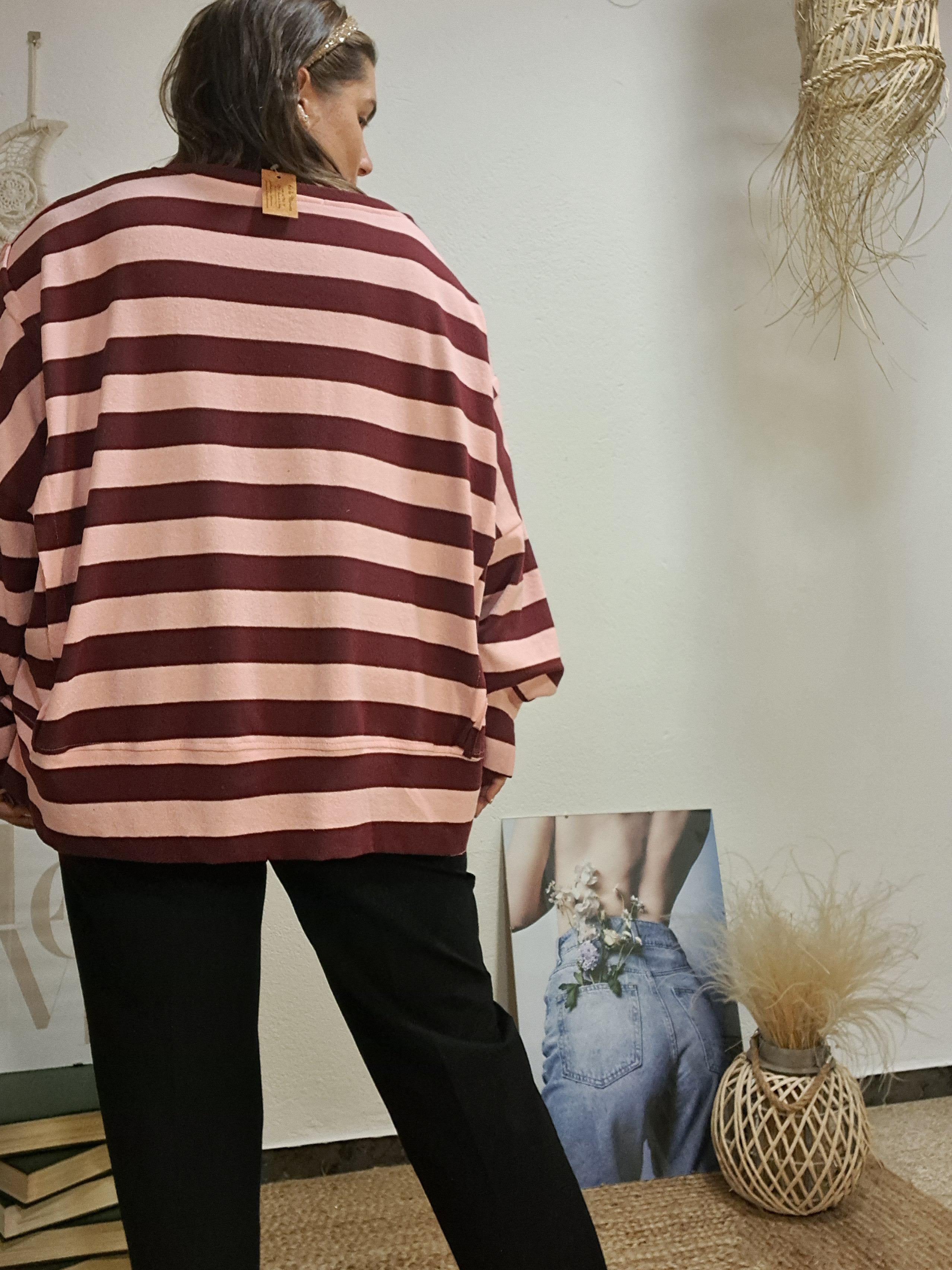 Jersei de ratlles oversize bordeus