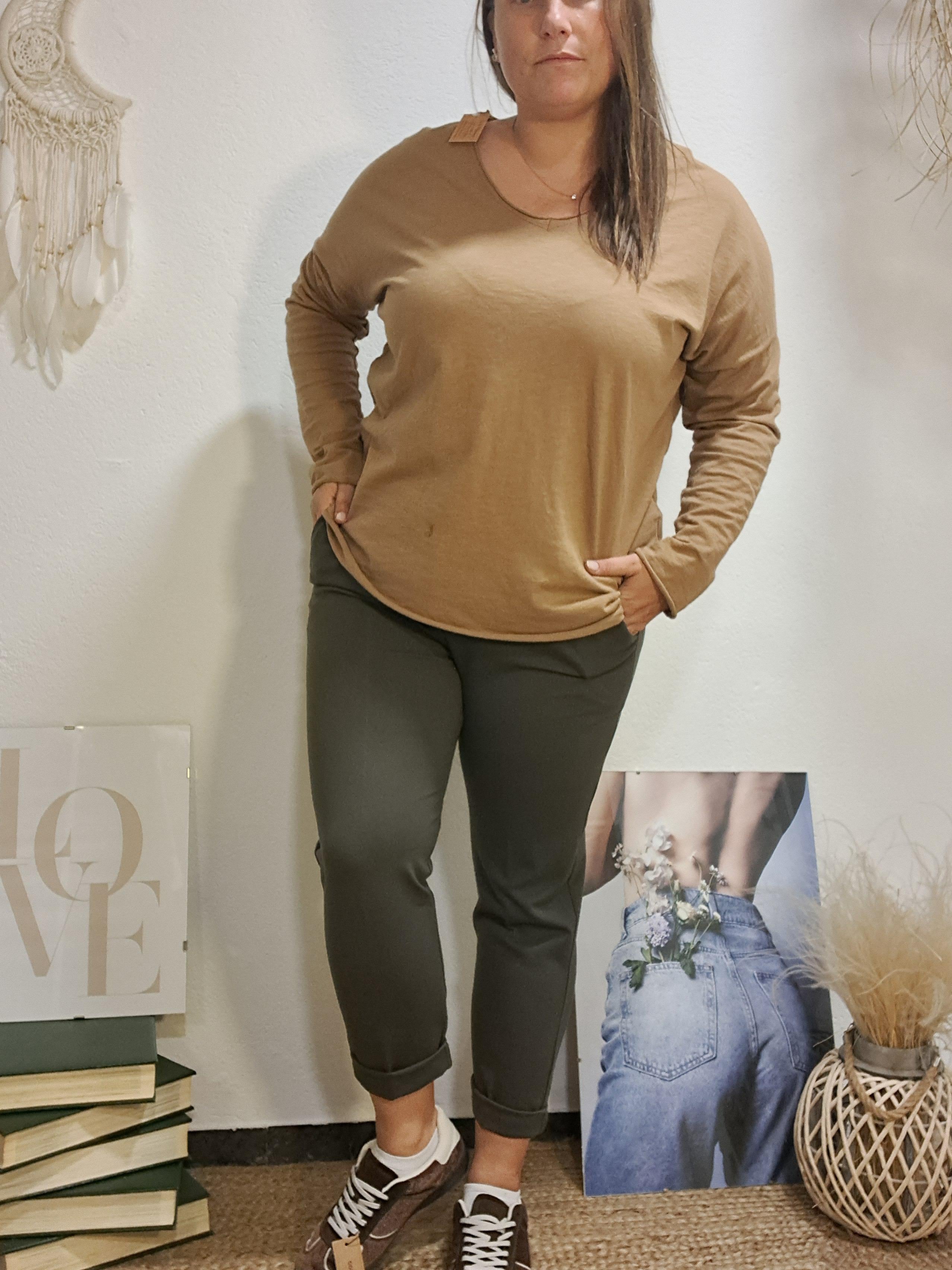 Pantaló punt roma caqui