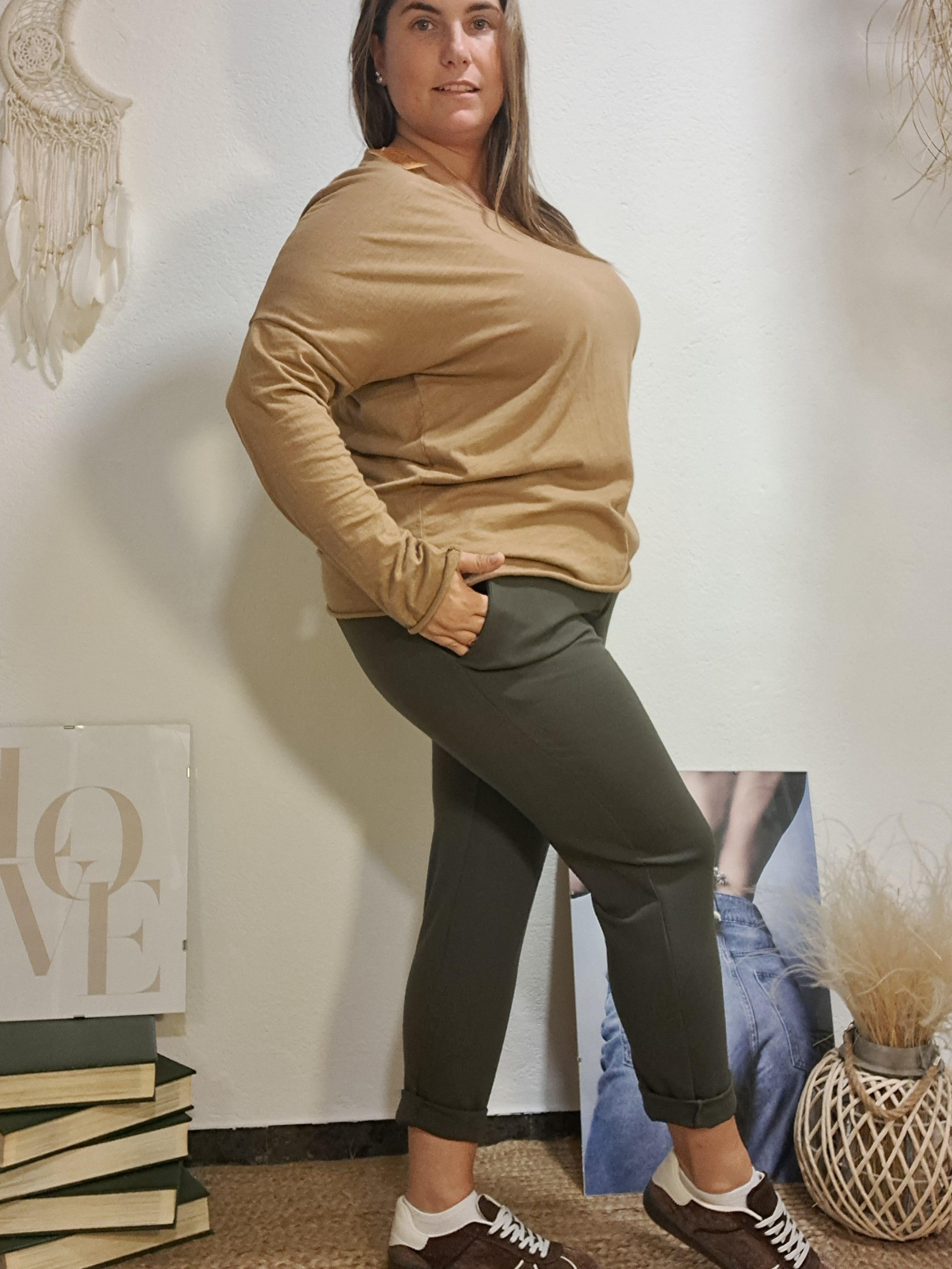 Pantaló punt roma caqui