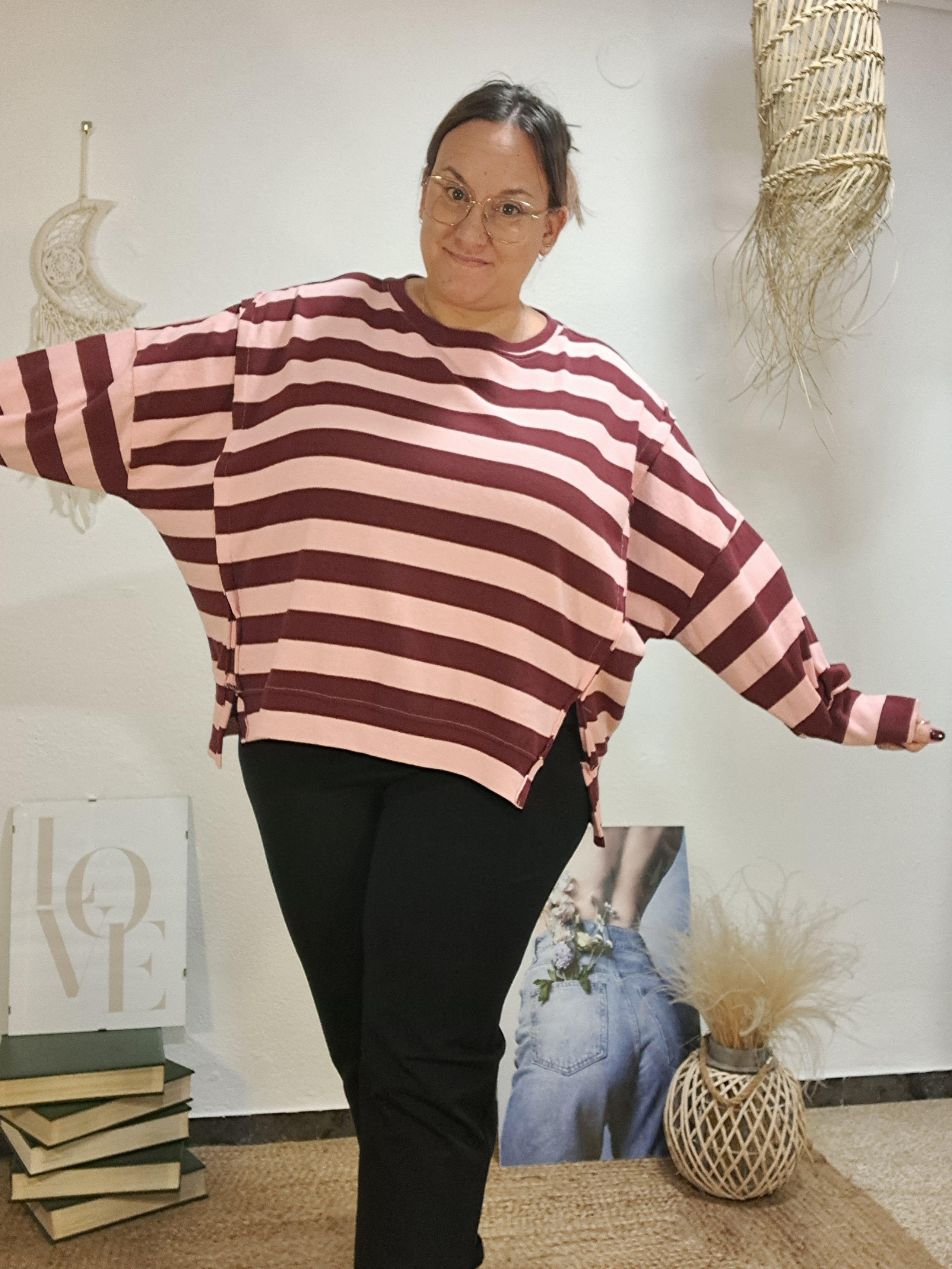 Jersei de ratlles oversize bordeus