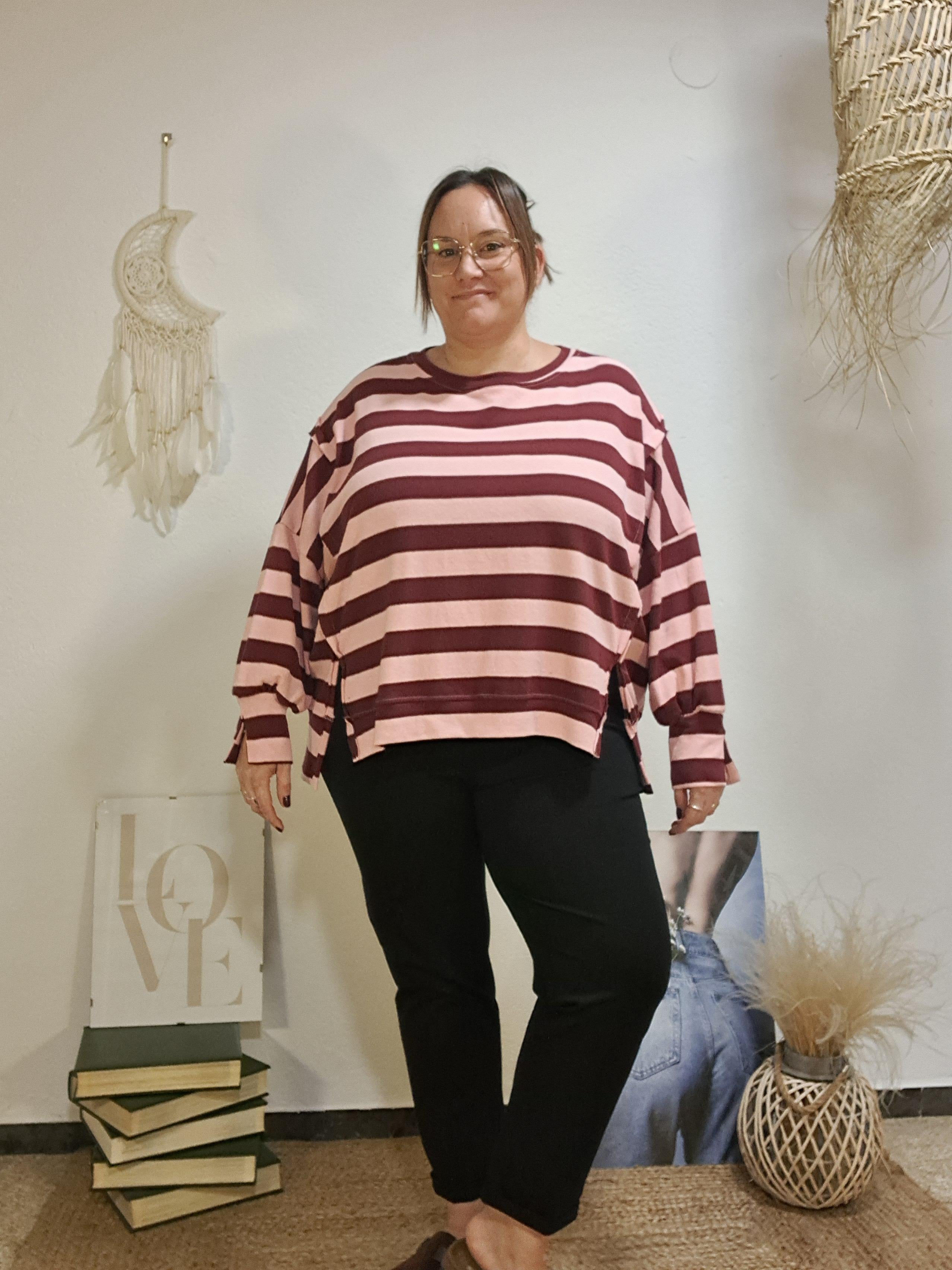 Jersei de ratlles oversize bordeus