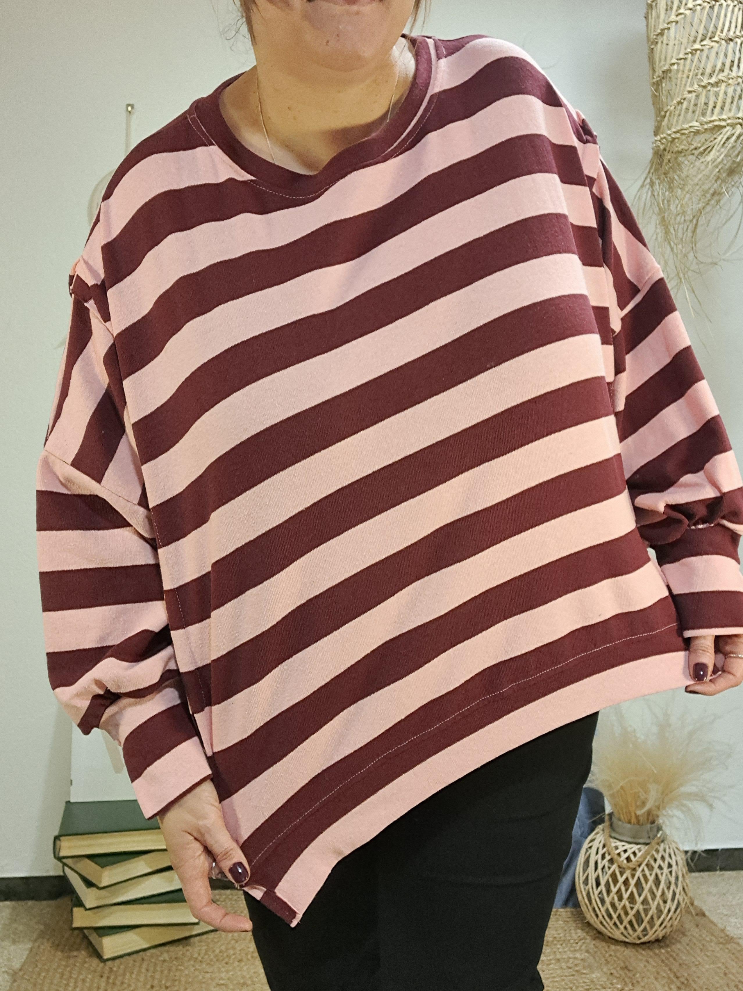 Jersei de ratlles oversize bordeus