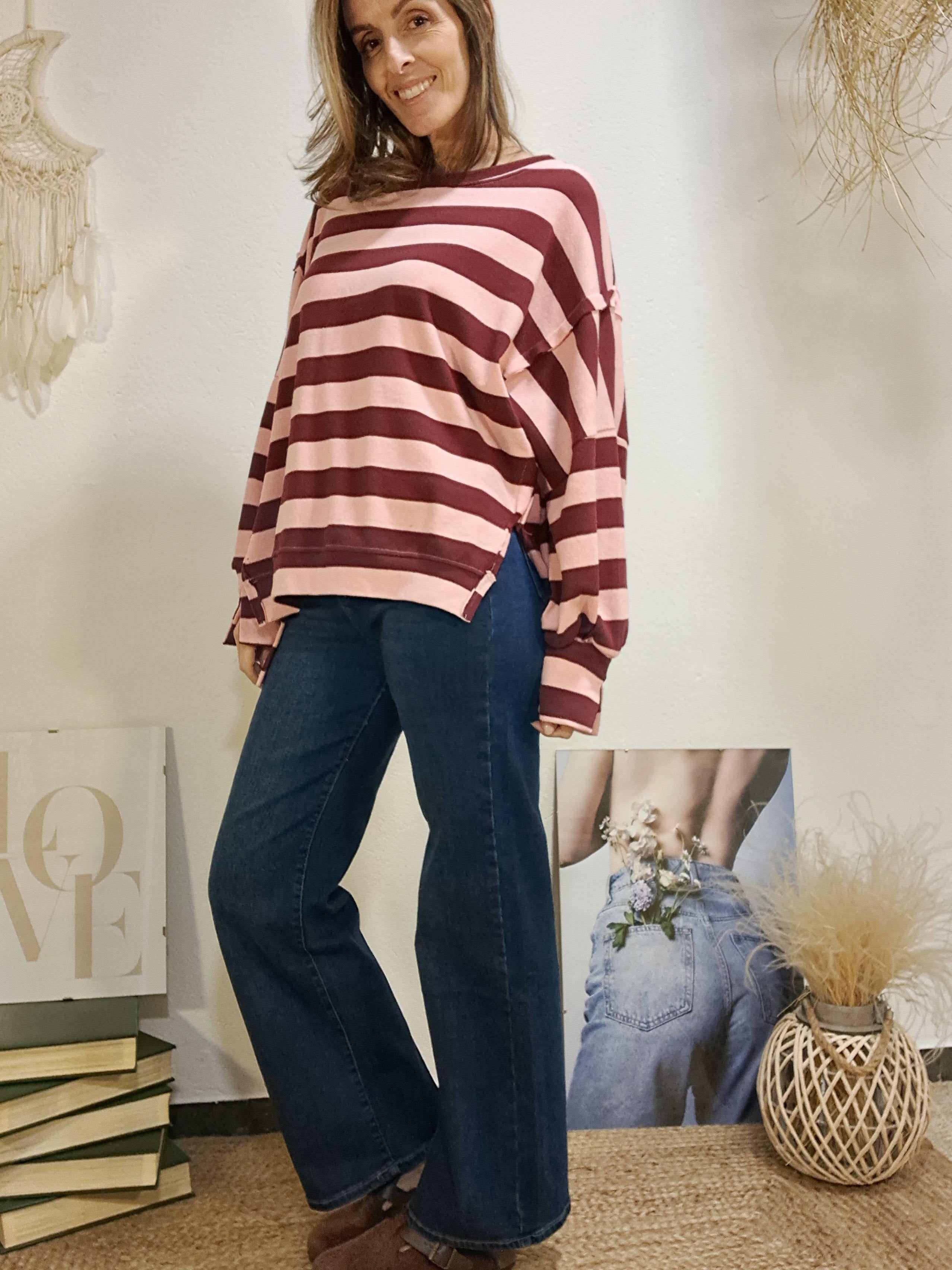 Jersei de ratlles oversize bordeus