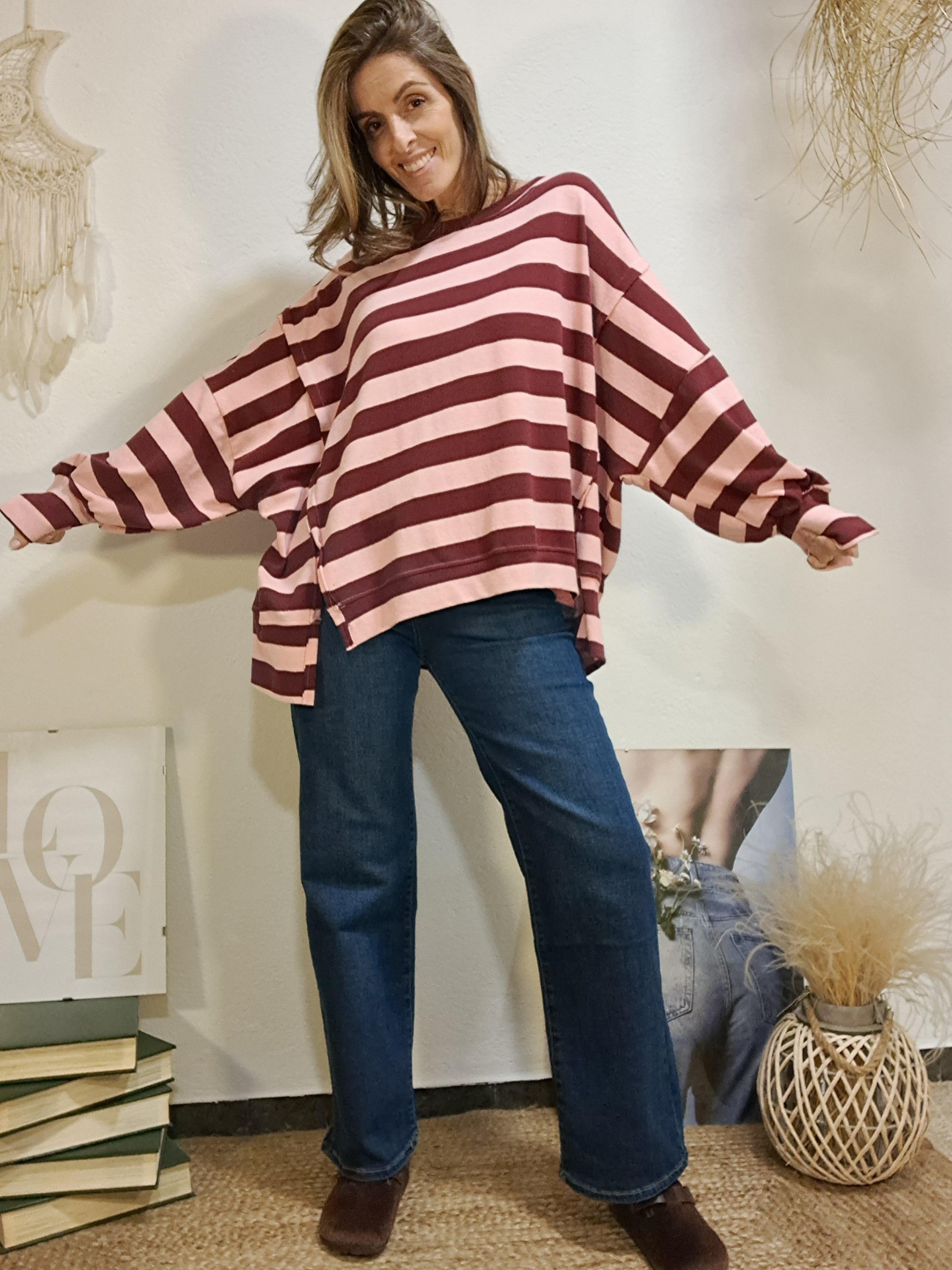 Jersei de ratlles oversize bordeus