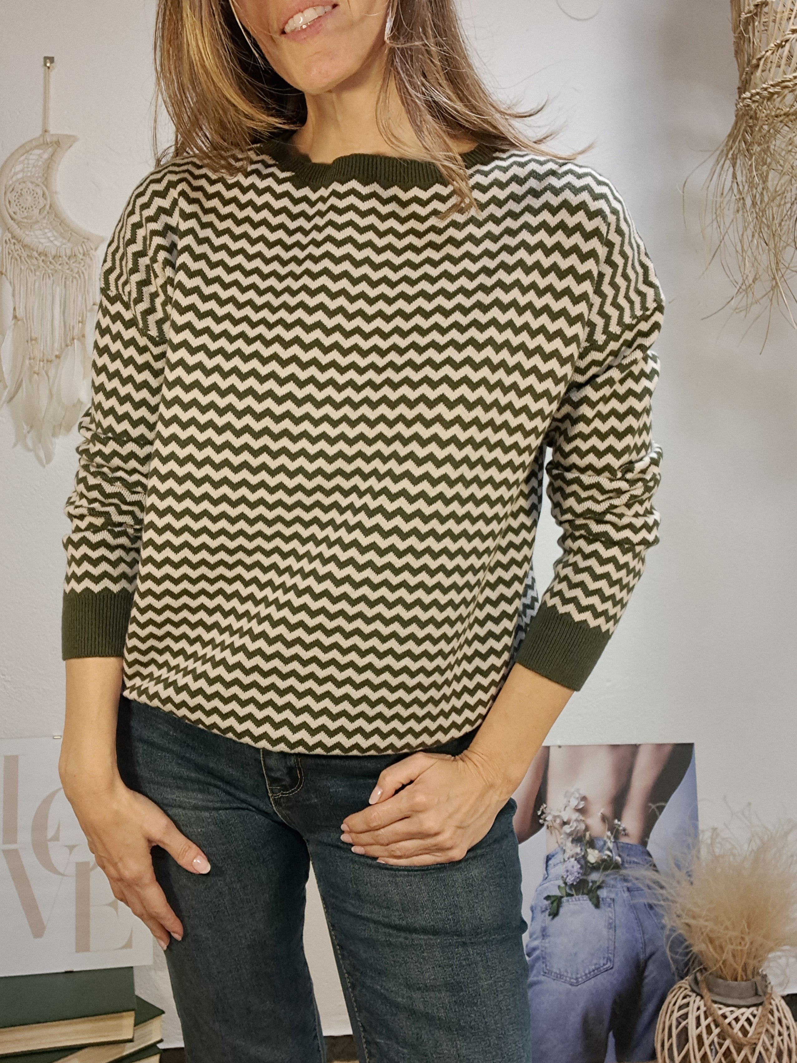 Jersei zic zac caqui