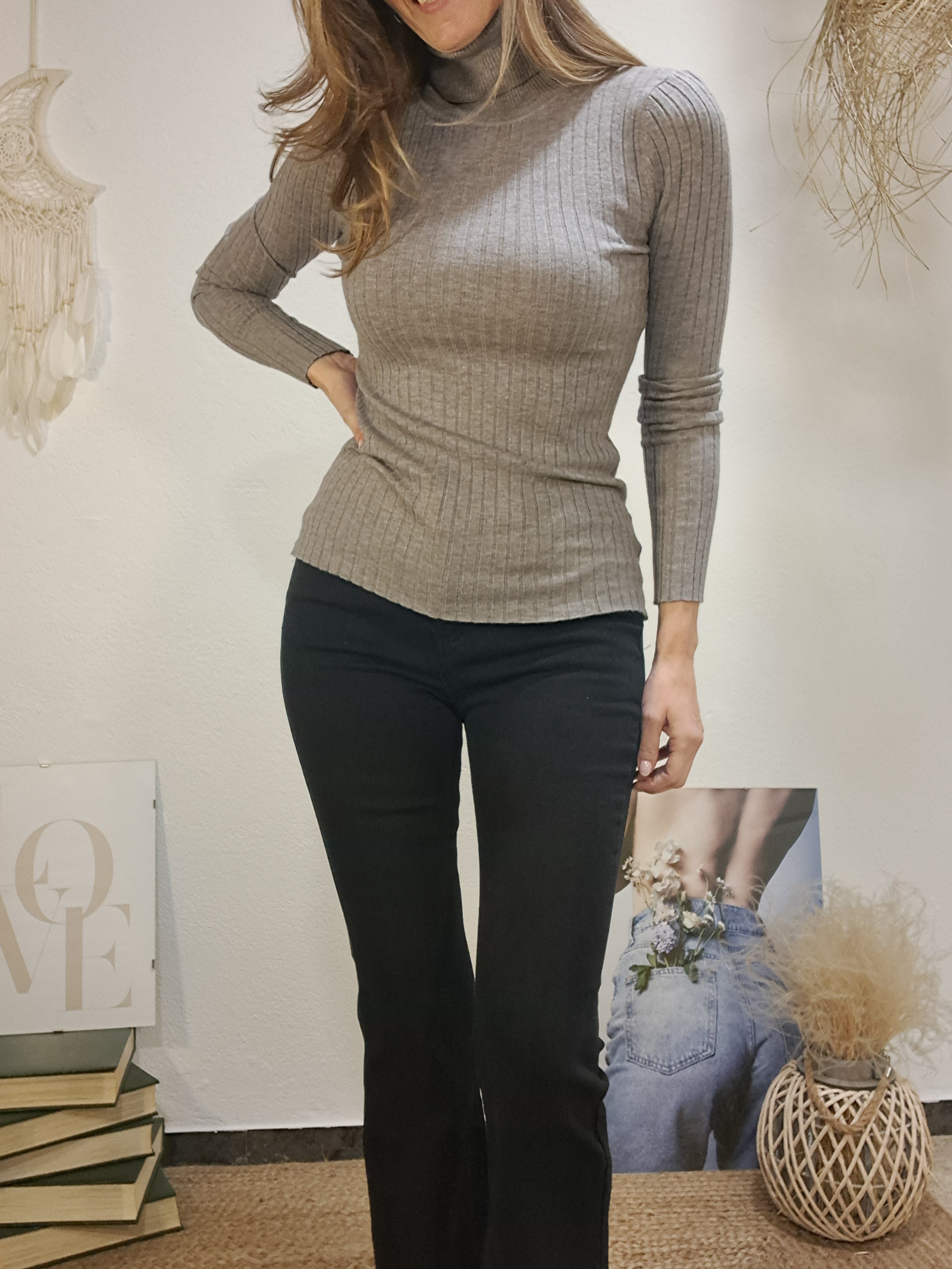 Samarreta canalé coll gris