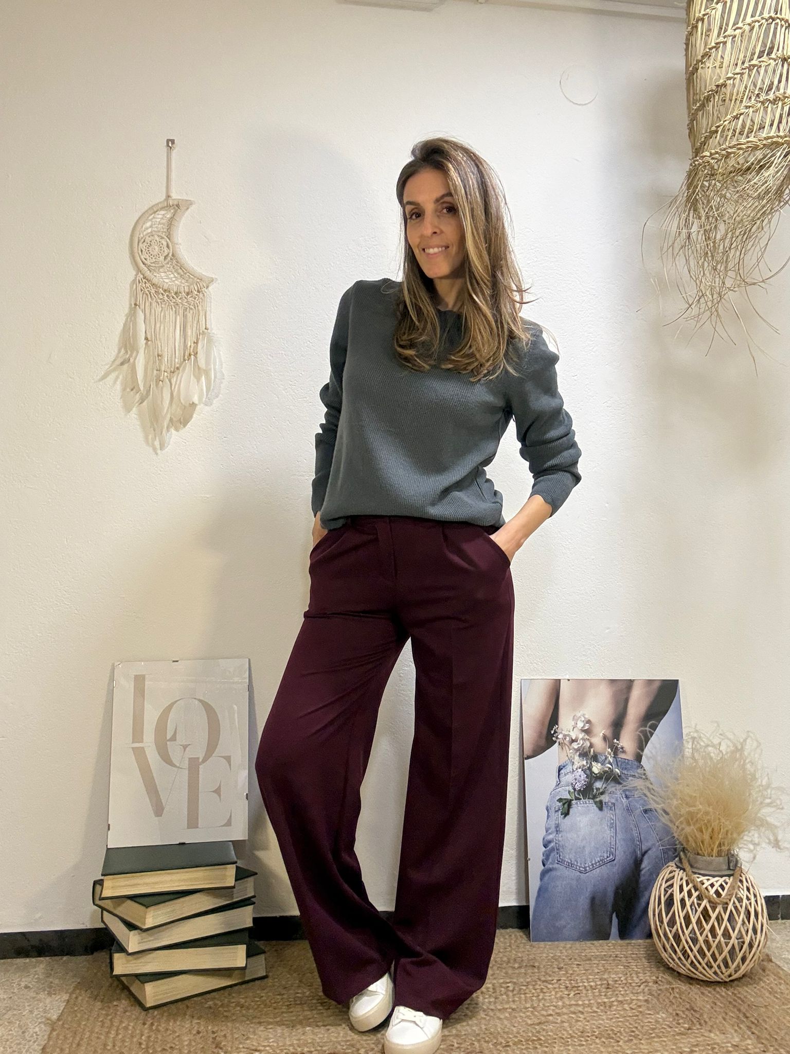 Pantaló palazzo bordeus